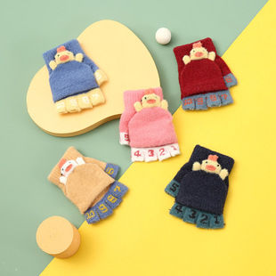 Gloves for boys and girls half-finger skiing Primary School students knitted warm winter knitted wool baby children's gloves wholesale