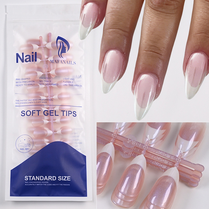 Cross-Border 120-Piece French Almond Pearlescent Nail Tips, High-End Wearable Nails, Removable DIY Chinese-Style Fingernails Wholesale Cross-Border 120-Piece French Almond Pearlescent Nail Tips, High-End Wearable Nails, Removable DIY Chinese-Style Fingernails Wholesale