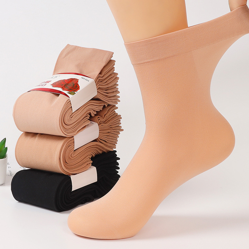 10 Pairs of Waist-Cinching Thickened Steel Wire Socks, Loose-Mouthed Mom Socks, Durable and Non-Tightening Mid-Calf Stockings, Middle-Aged and Elderly Thermal Socks