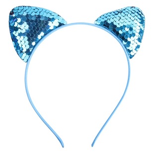 Xintian Children's Cross-border Explosions Cartoon Sweet Headband Hair Clips Flip Fish Scales Sequin Cat Ear Jewelry Hair Hoop