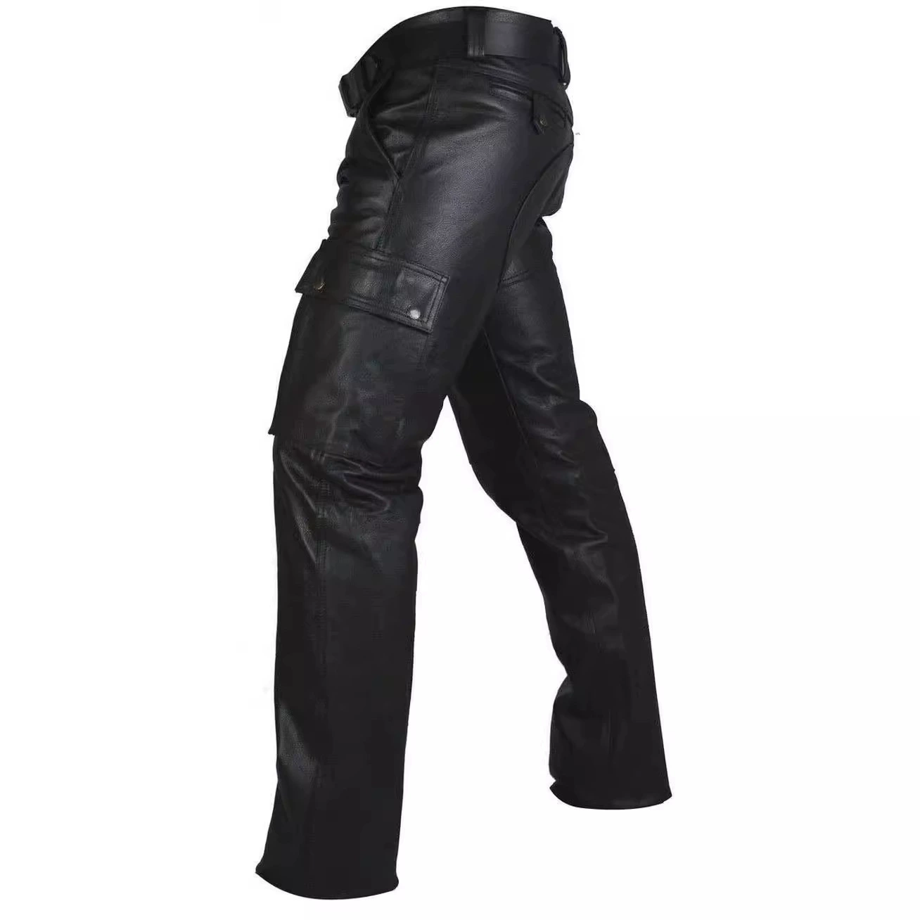 Polyurethane Leisure Trousers for Men, European Style, Black, Multiple Sizes, Comfortable Fit