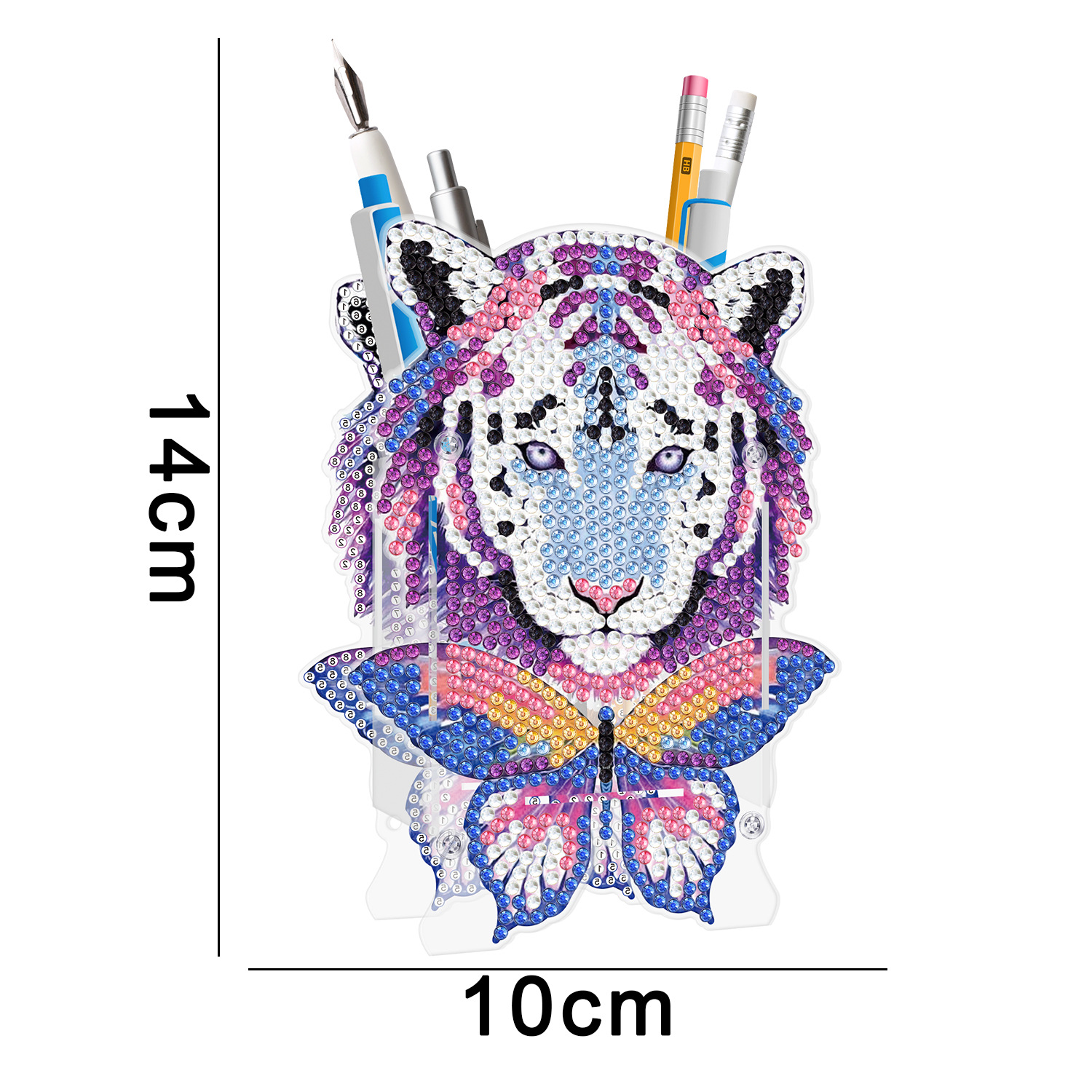 Accesorios para pintura de diamantes, soporte para bolígrafos DIY, estuche de PVC con diamantes de imitación de doble cara con diseño de animales, decoración de escritorio, disponible para distribución al por mayor.