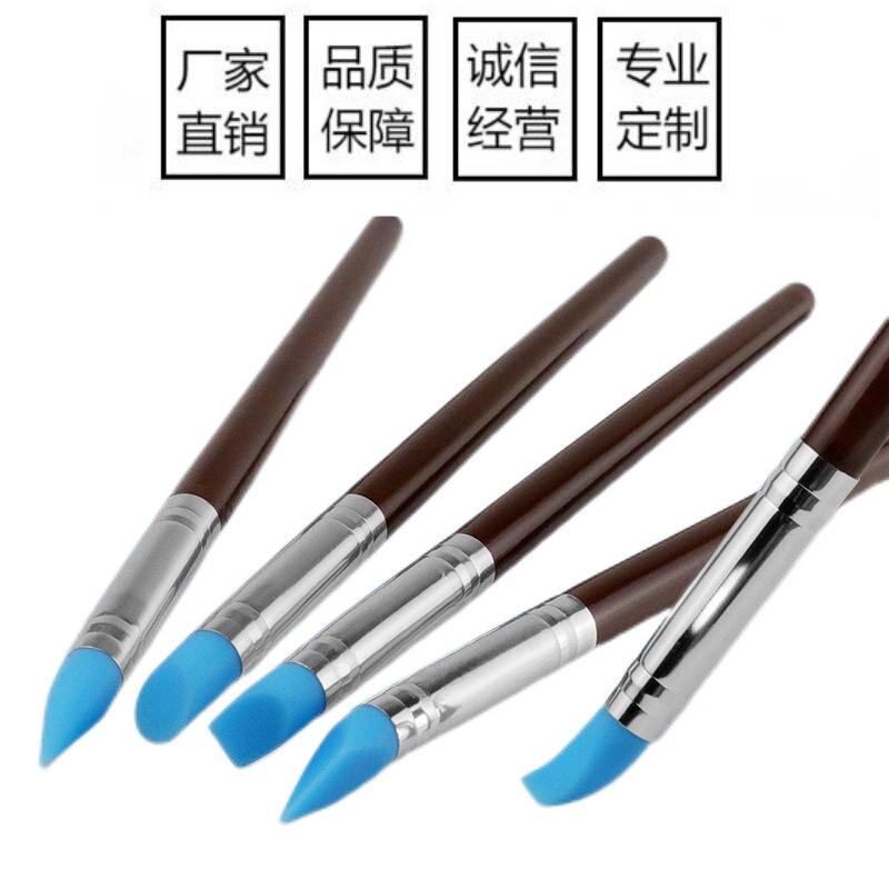 陶器ツールシリコンペン 5 点セット木製ロッドソフトクレイアート圧痕修正ペン DIY 陶器粘土彫刻ツール|undefined