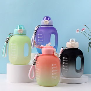 1.5L Large-Capacity Portable Graduated Water Bottle Gym Ton-Ton Bucket Water Cup Fitness Water Bottle Lightweight