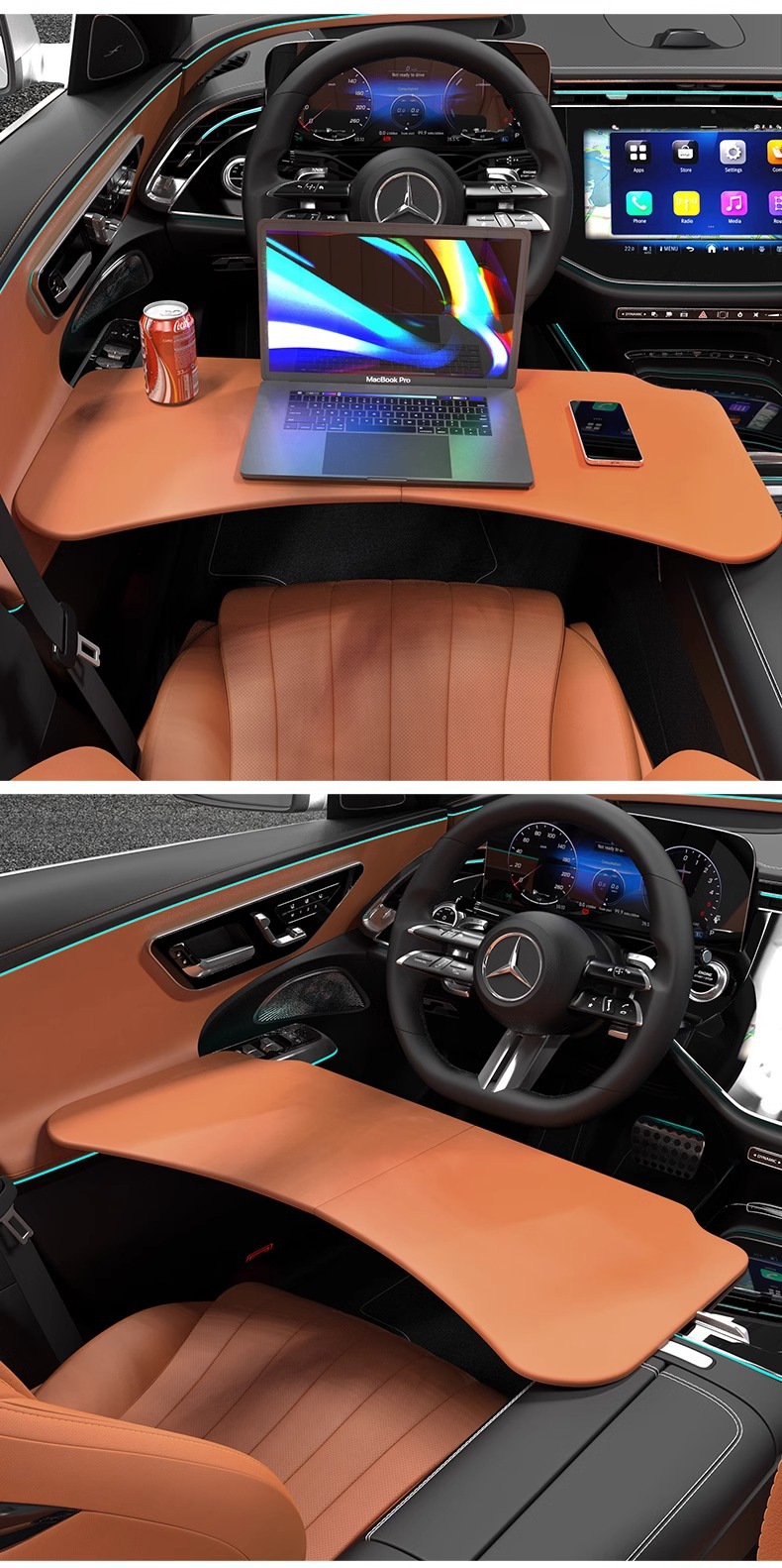 23-25 Models of Mercedes-Benz Universal Car Table, 5 Series Car Desk, Foldable and Portable for Car Use