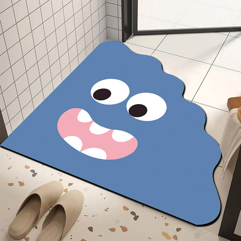 Cartoon Cute Expression Diatom Mud Floor Mat Toilet Door Water Absorbent Quick-drying Foot Mat Love Bathroom Non-slip Floor Mat