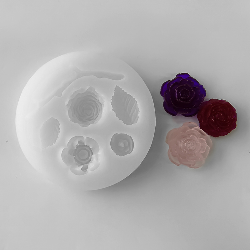 Jiahui belleza hoja Rosa epoxi molde mini flor casera resina epoxi herramienta DIY yeso