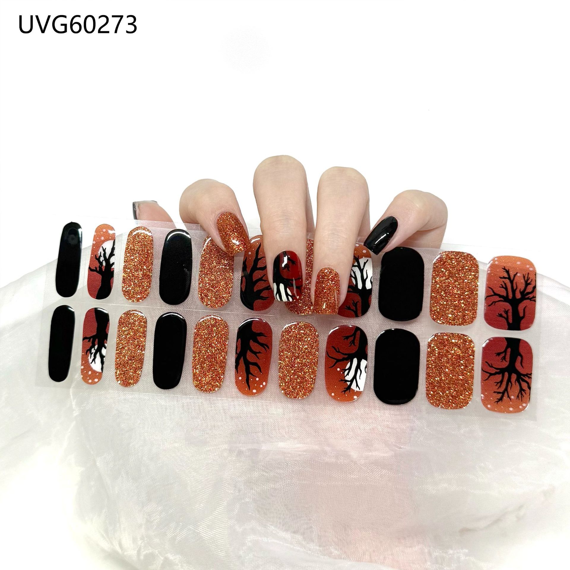 Pegatinas de uñas de gel UV transparentes efecto hielo, semicuradas, con lámina dorada, fototerapia, efecto película de aceite