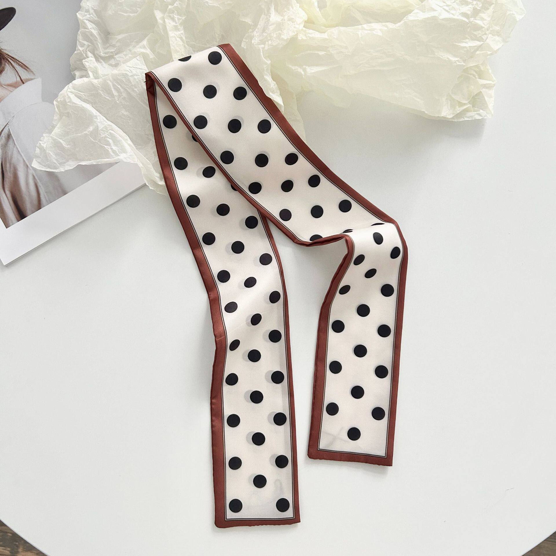 Brown edge white background polka dots