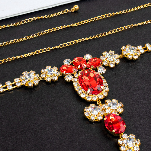 Cross-border hot selling waist accessories fashionable European and American ruby ​​bikini rhinestone chain sexy thong body chain