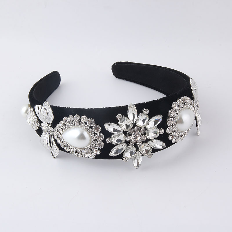 Baroque Diamond Flower Pearl Hair Hoop Hair Accessories Headdress display picture 4