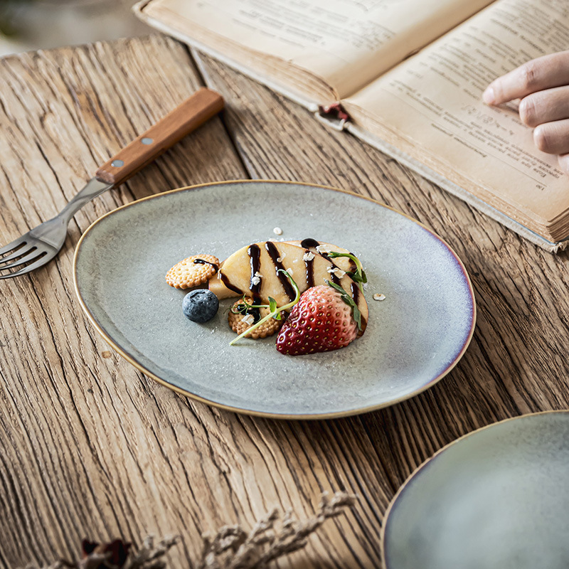 Creativo horno retro huevo plato de cerámica plato de forma especial platos de platos de platos de platos de cubierta caseros platos de filete