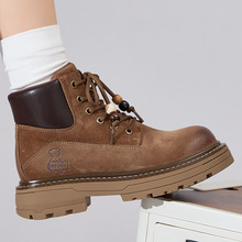 2551英伦风复古小个子内增高厚底马丁靴女户外旅游登山徒步大黄靴