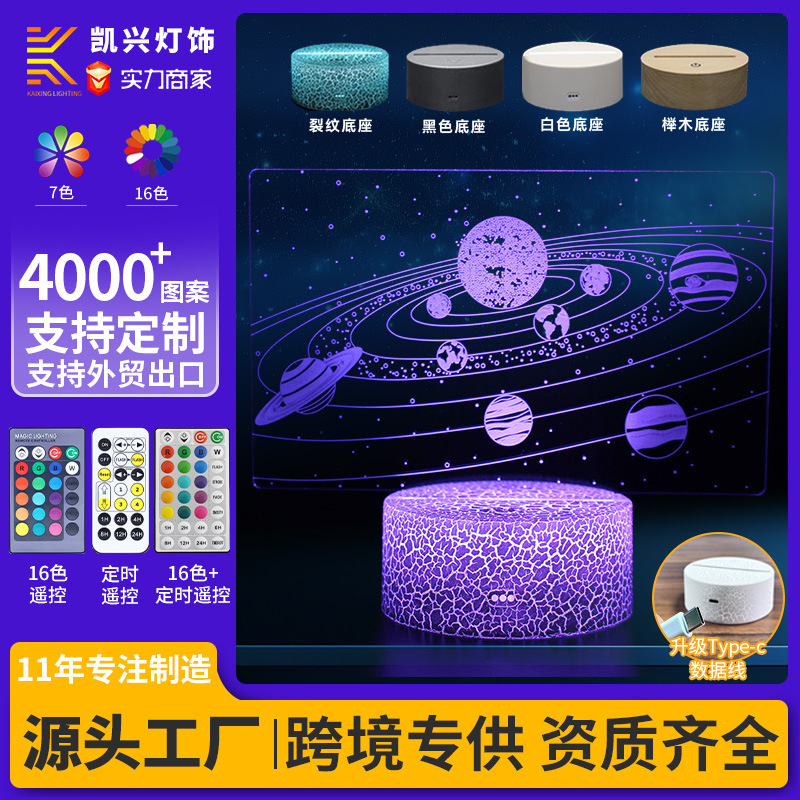 Solar system globe Galaxy Series 3D night light LED colorful touch remote control table lamp USB creative gifts