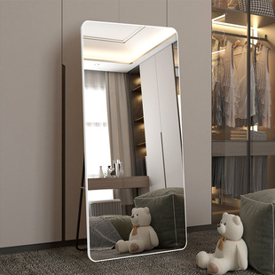 Modern Minimalist Mirror Metal Dressing Mirror Rotating Light Luxury Clothing Store Fitting Mirror Slimming Home Floor Mirror Ins
