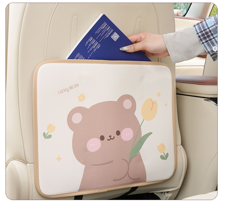 Cartoon cute car anti-kick pad leather printing car seat back anti-dirty protective pad car rear seat anti-kick pad