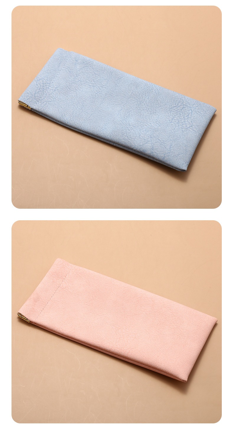 PU Leather Glasses Pouch Auto-Closing Snap Pocket Case for Sunglasses and Eyeglasses Blue 185x90mm specifications