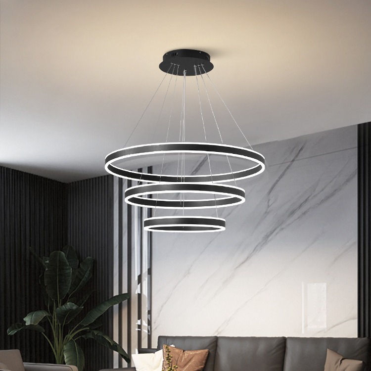 Lámpara de la sala de estar nórdica moderna y simple atmósfera doméstica lámpara principal lujosa lámpara circular 2025 nueva