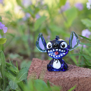 Zibo Glass Ornaments Crafts Cartoon Stitch Glass Figures Desktop Car Central Control Decoration Interesting Accessories