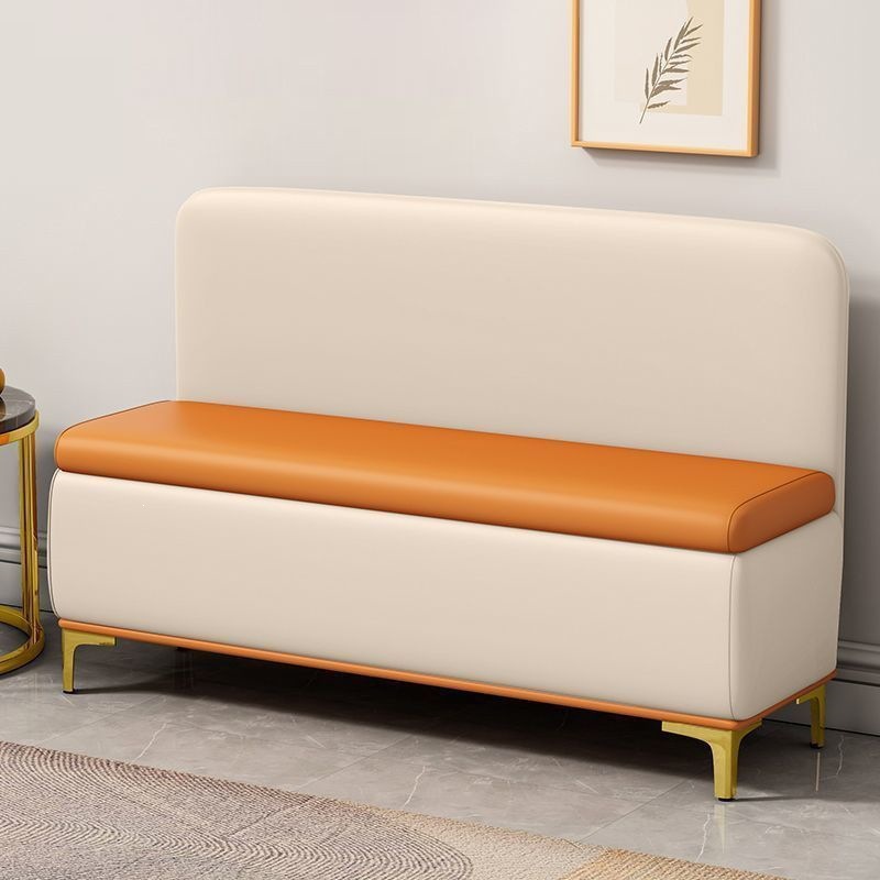 Modern minimalist luxury backrest sofa stool, suitable for bedrooms, with storage and a long, wall-mounted design