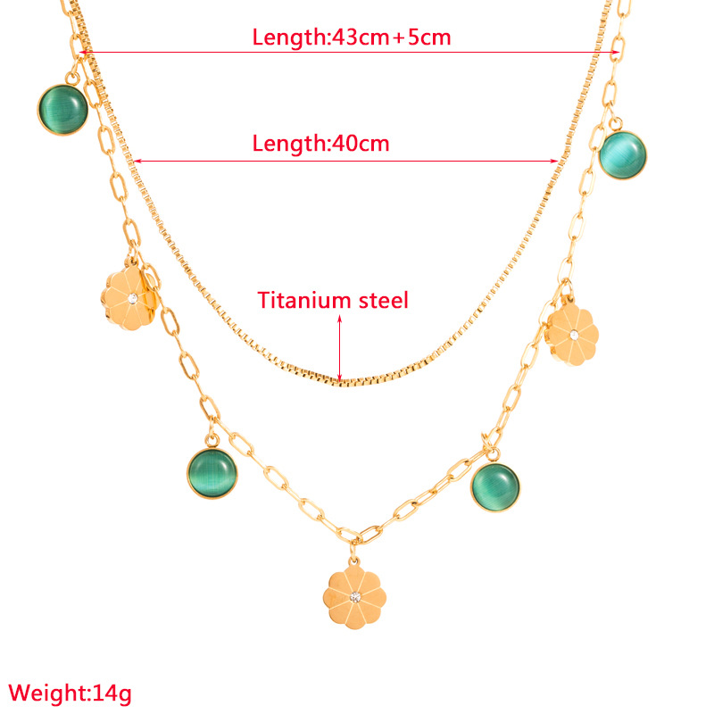 Fashion Flower Titanium Steel Plating Layered Necklaces 1 Piece