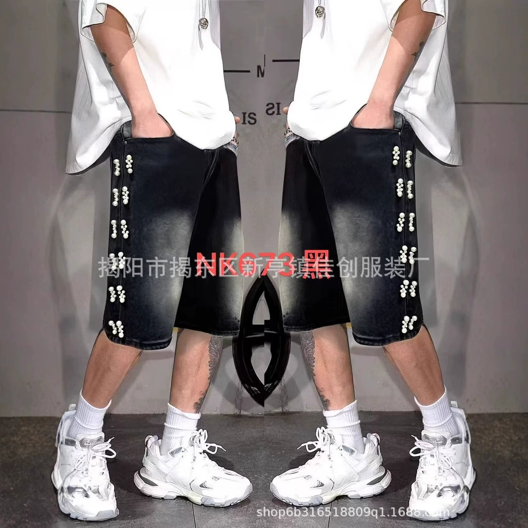 Летние новые модные джинсовые шорты с дизайном из стекла, прямые продажи от производителя, кросс-граничная торговля, повседневные спортивные брюки в стиле high street