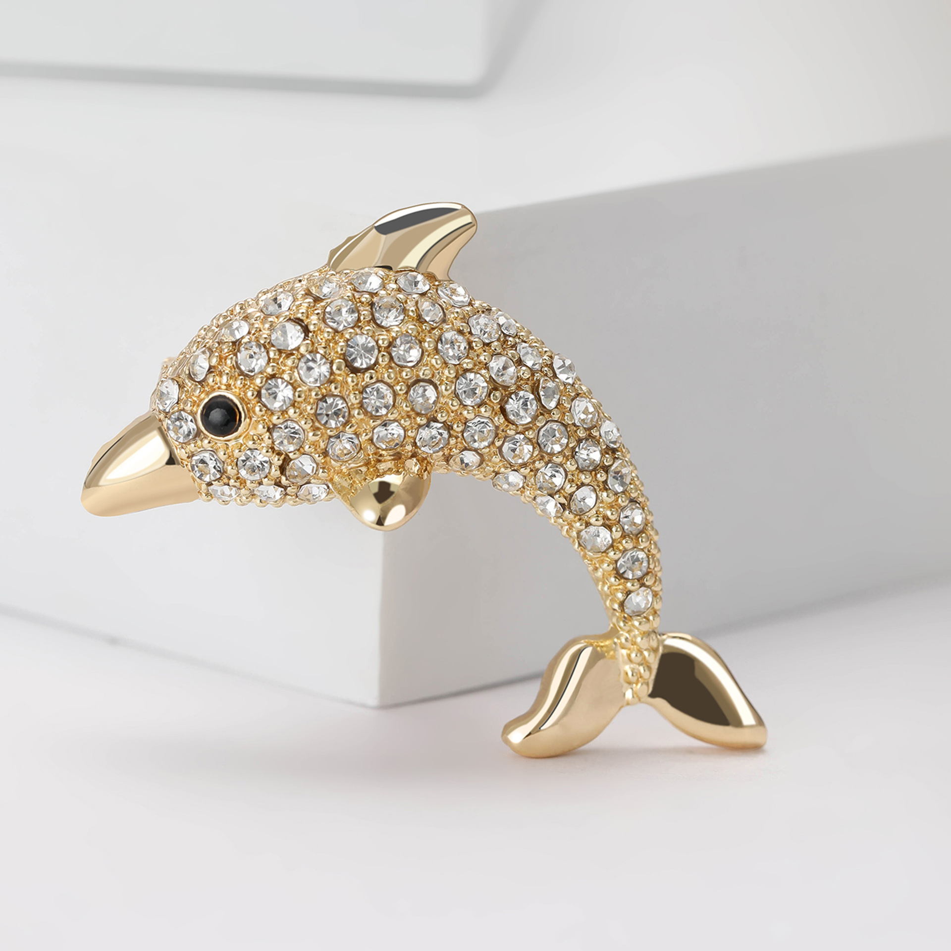 Dolphin Pattern Cute Lady Korean Style Pin Dolphin Alloy Rhinestones Women's Corsage Brooches