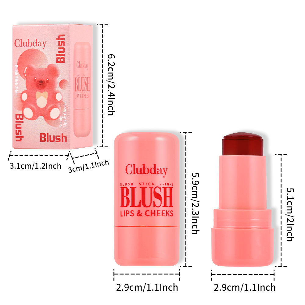 Clubday Multi-color Jelly Blush Stick, Q-bouncy fruit-flavored lip Dye stick, natural contouring lip gloss stick for both lips and cheeks Application Scenario