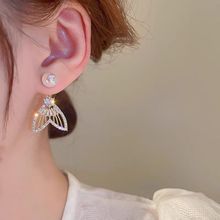 珍珠鱼尾独特耳环2024年新款轻奢高级感耳饰女法式复古个性耳针
