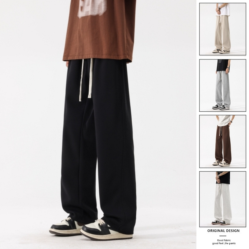 Men's Sweatpants Autumn and Winter Loose Straight Pants for Men and Teenagers Thick Pants Men's Breathable Winter Sports Pants Fleece-Lined