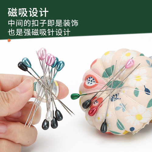 Wrist/Wood Bottom Magnetic Needle Bag Cross Stitch Needle Storage Pin Cushion Embroidery Needle Bag Japanese Style Wrist Needle Bag