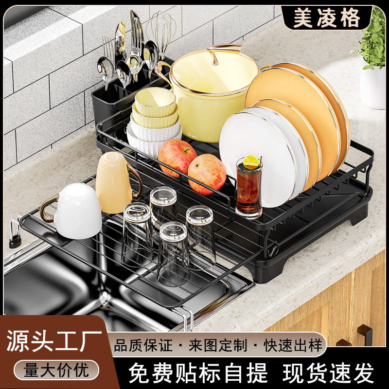 cocina transfronteriza retráctil drenaje rack platos rack tablero fregadero dibujo drenaje plato taza de agua plato palillos rack de almacenamiento