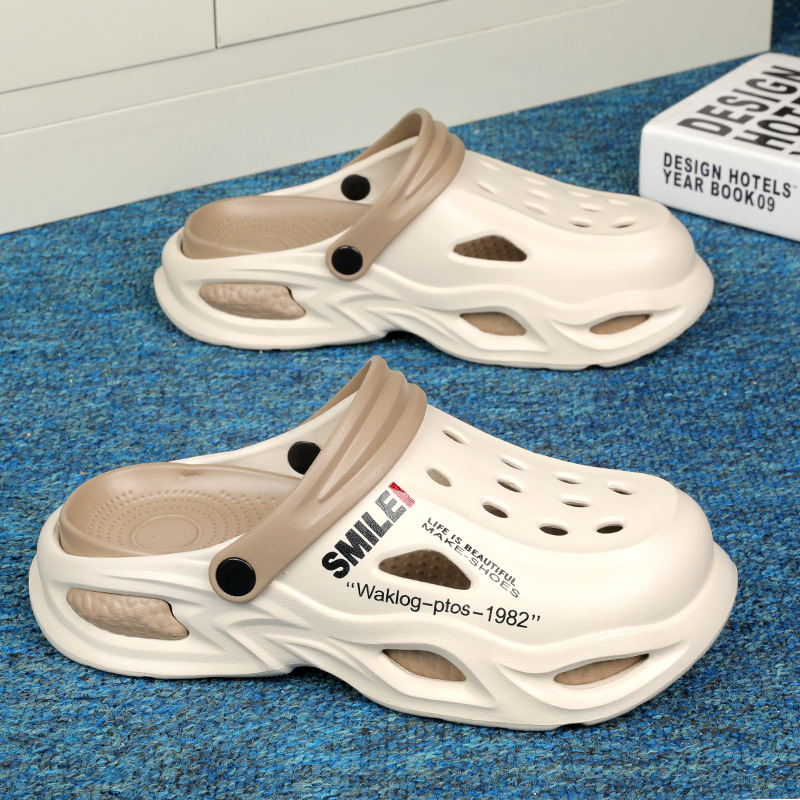 Zapatos con agujeros para hombres, ropa exterior de verano, sandalias deportivas de aumento de suela gruesa, antideslizante, casual, pareja en casa, zapatillas de mierda