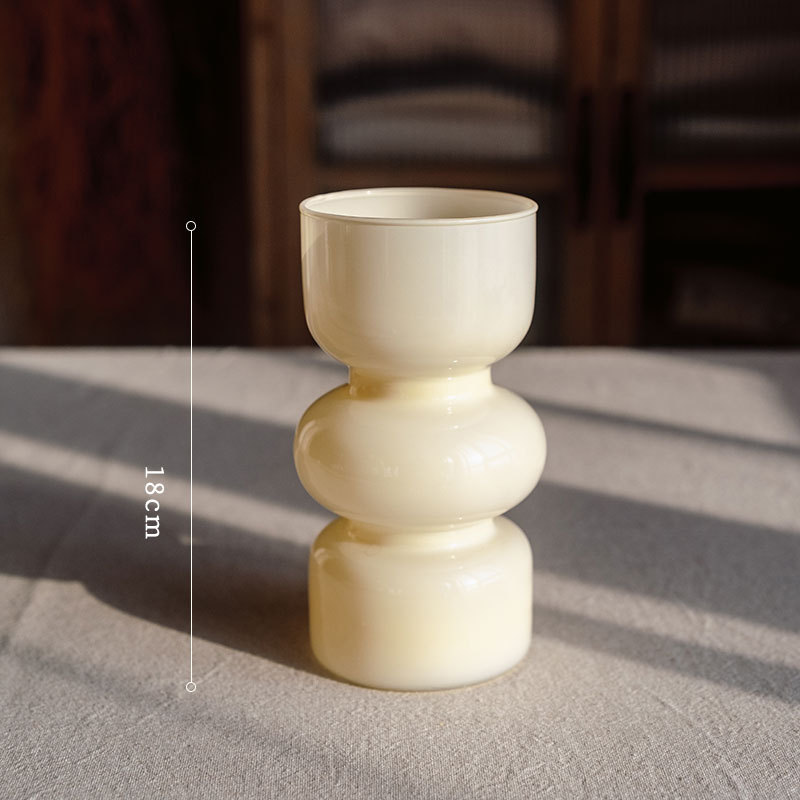 軽豪華クリーム風陶磁器ガラス花瓶置物客間生け花水培花軽贅沢高級感装飾陶缶|undefined