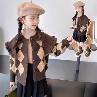 女童毛衣春秋季新款韩版儿童装洋气开衫女孩网红大童针织外套