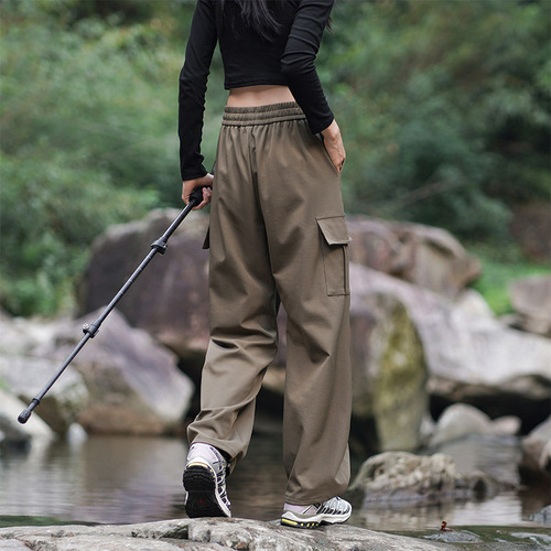 Spring and Autumn Winter Work Pants for Men and Women, Elastic Waistband Drawstring Design Cycling Pants, Couple's Matching Casual Long Pants