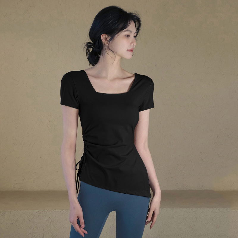 Design-Focused, Niche, Plus-Size Yoga Wear, Short-Sleeved Women's Summer Slim-Fit Sports Top, Casual Fitness T-Shirt