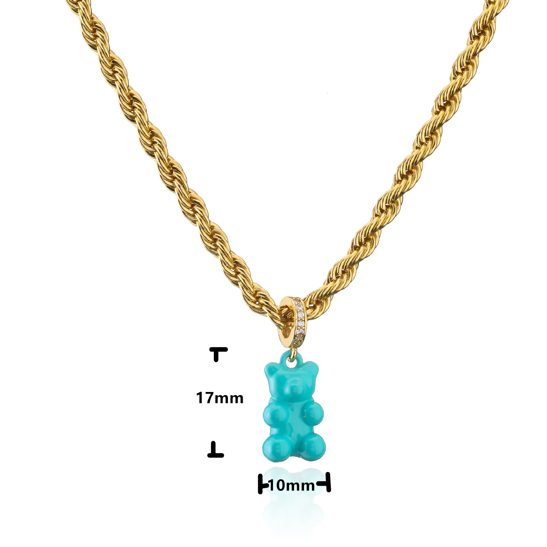 Hecheng Ornament Color Spray Paint Bear Necklace Twist Stainless Steel Bracelet Ins Style Ornament 1