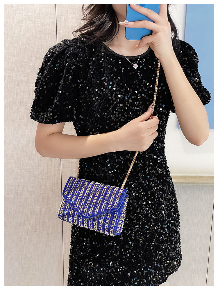 Cross-border bag bestsellers: Women's bag, chain, super shiny diamond-encrusted small square bag, crossbody bag, fashionable and versatile, socialite dinner bag undefined