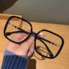 Anti -Blue Light Glasses Female Big Face Large Frame Founded Founded Retro Black Frame Mirror Male Platform 18024