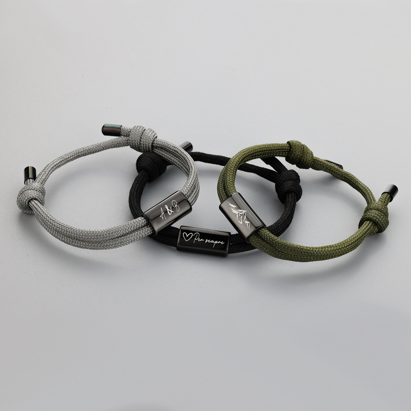 European and American Carved Stainless Steel Sports Men's Hand Rope Fitness Swimming Umbrella Rope Woven Bracelet Simple Atmospheric Bracelet European and American Carved Stainless Steel Sports Men's Hand Rope Fitness Swimming Umbrella Rope Woven Bracelet Simple Atmospheric Bracelet
