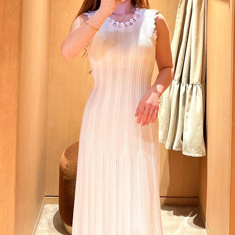 M's 2026 Summer New Women's Clothing Set: Ocean-Themed Pendant Cardigan + Sleeveless Pullover Waist-Cinching Dress Two-Piece Set