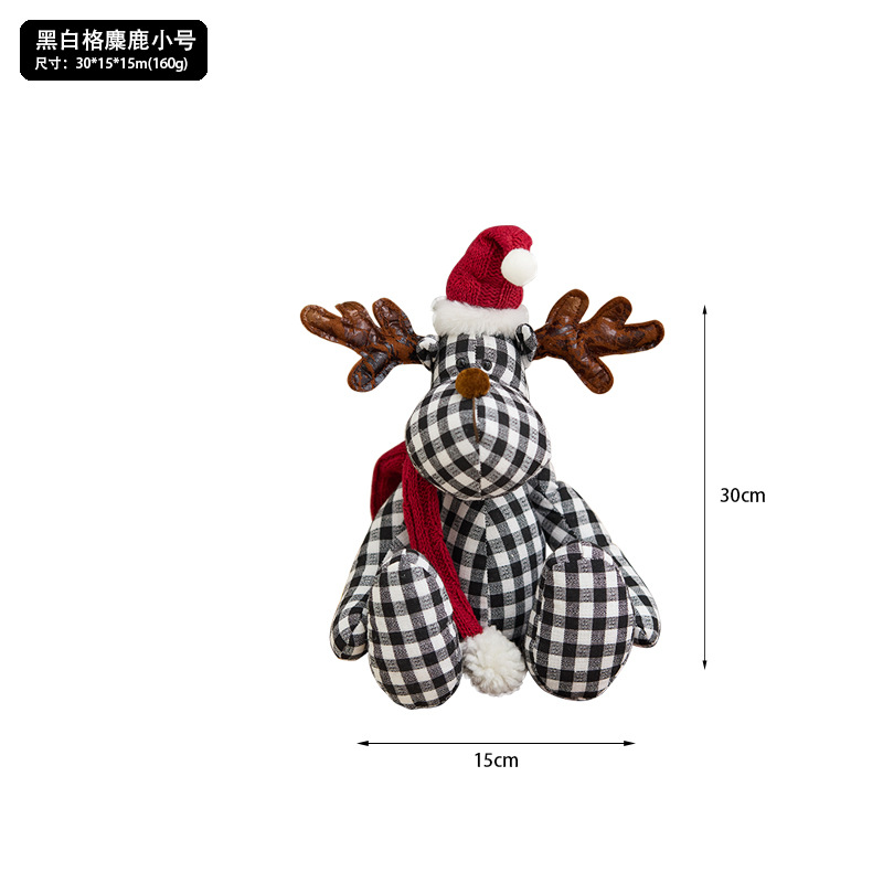 Buscando madera nuevo cuadrado rojo y negro de tela ciervo muñeca de decoración navideña regalos navideños accesorios de ventana