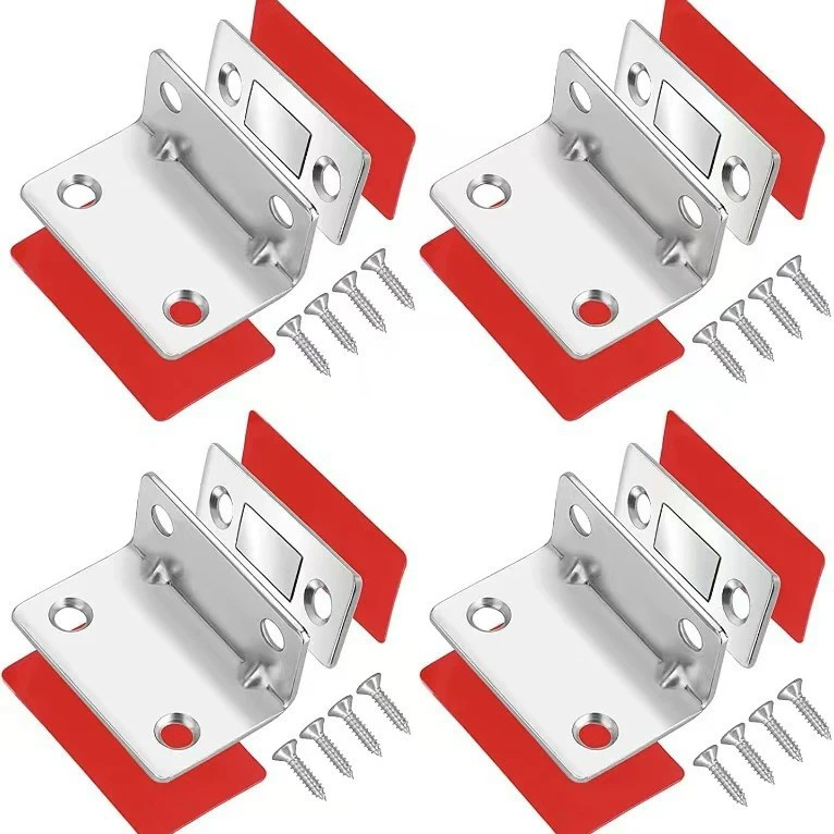 L-образный набор дверных ограничителей из 4 предметов, ультратонкий магнитный ограничитель для шкафа без сверления, сильный магнитный дверной ограничитель для кухонных шкафов, шкафов и невидимый дверной ограничитель для ящиков.