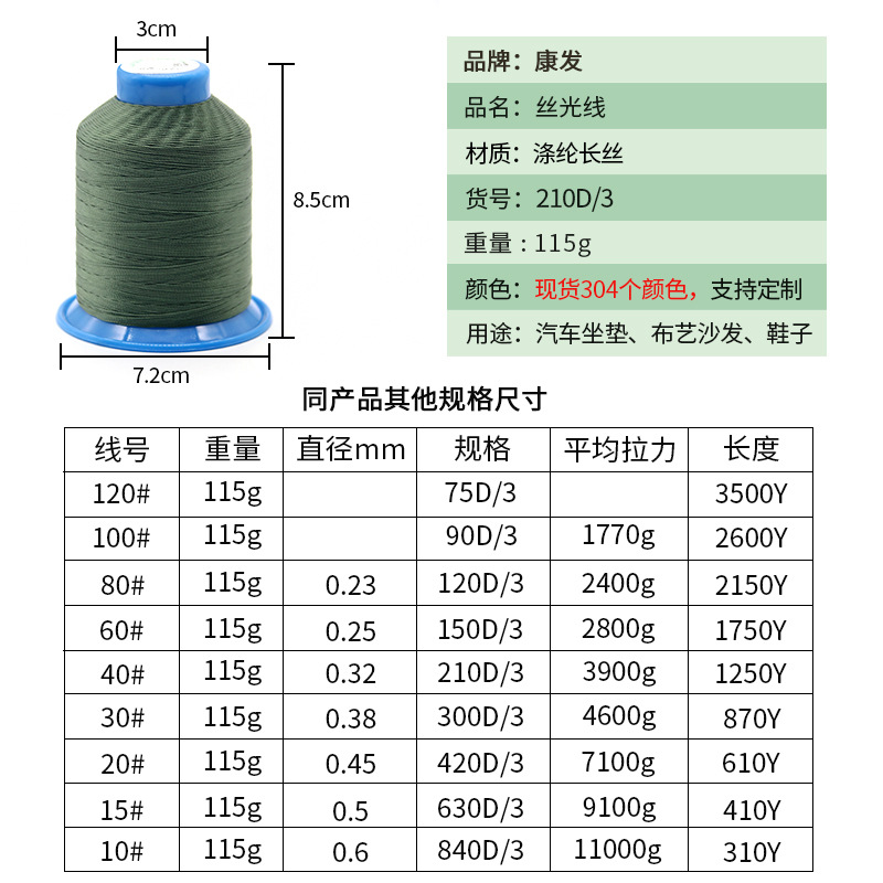 150D High-Strength Wire-End Headskin Leather Bag Fabric Bag Silk Polyester Wire High-Strength Wire Manufacturer Wholesale