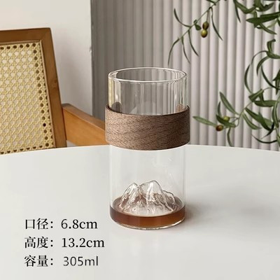 レトロな山景カップセット 家庭用インスタ映え高級感国潮耐熱高温富士雪山コーヒーティーカップ|undefined