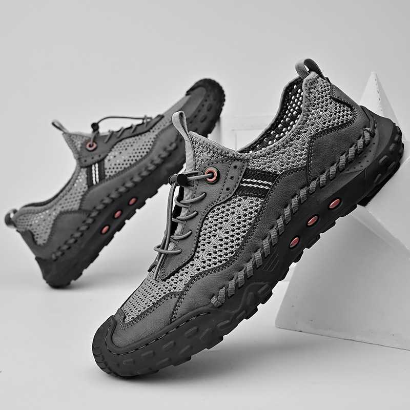 網面鞋男2024夏季透氣網眼鏤空一腳蹬休閒鞋運動防滑大碼縫底男鞋