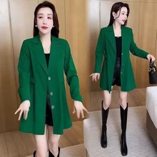 一件代发风衣外套女2025春季款洋气收腰显瘦西装领中长款气质上衣