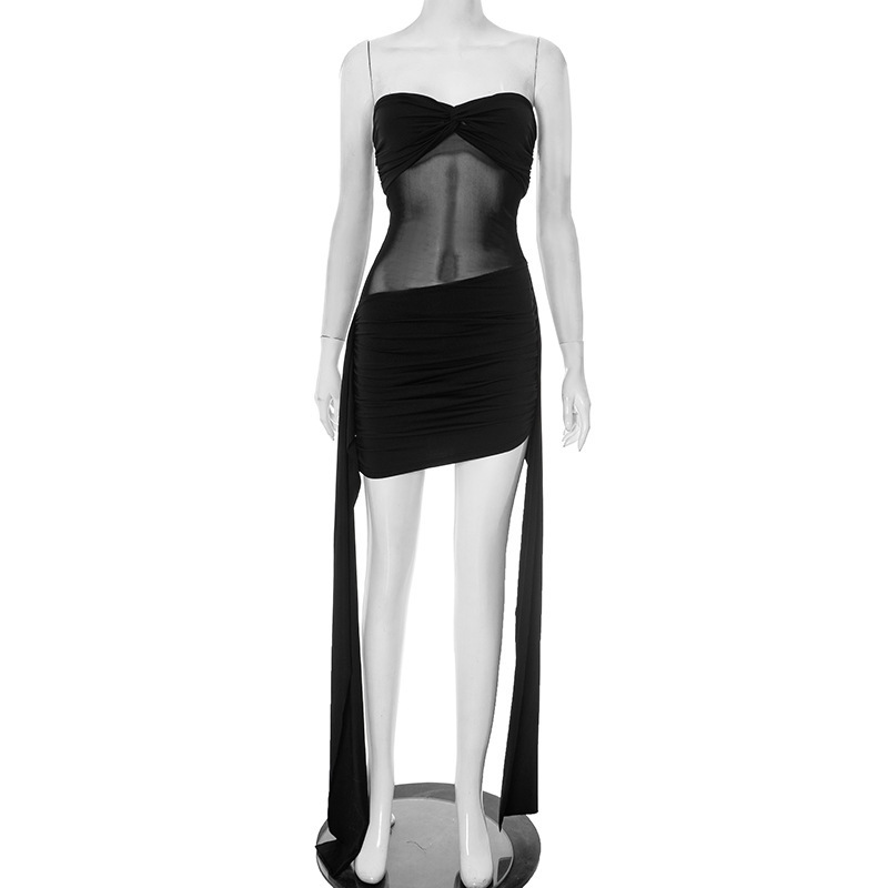 Sanhu Lianjiang C25DS152 ヨーロッパとアメリカの女性の夏の新しい気質リボンメッシュスプライシングドレス女性のクロスボーダー|undefined