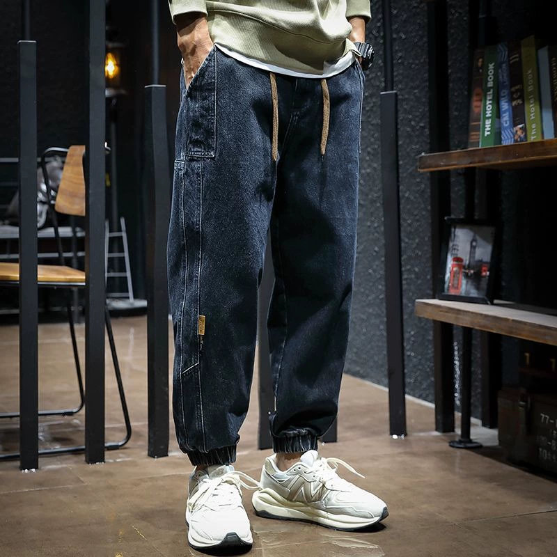 2024 осенние и зимние джинсы для ног мужские свободные приливные штаны большого размера для мужчин
